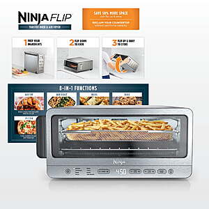 Ninja Flip Toaster Oven & Air Fryer, 8-in-1 Functionality, Storage Space, Air Fry Basket, Sheet Pan, Wire Rack & Removable Crumb Tray, SP151 Stainless $139.99