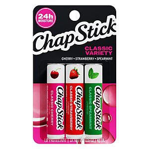 3-Pack 0.15-Oz ChapStick Classic Lip Balm Sticks (Cherry, Strawberry & Spearmint) $2.33 w/ S&S + Free Shipping w/ Prime or on $35+