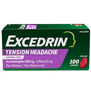 100-Count Excedrin Tension Headache Relief Caplets $7.67 w/ S&S + Free Shipping w/ Prime or on $35+
