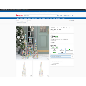 [Costco Members] - In Store - 28-36" Cone Trees with Color Changing LED Lights, Set of 3 [YMMV] $39.99