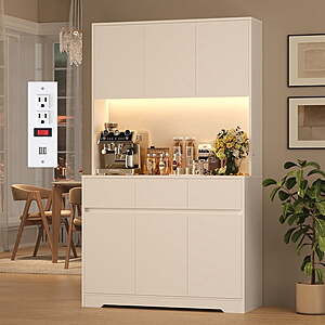 Homfa 70.9" Tall Kitchen Pantry Cabinet w/ Charging Station, LED Light & 3 Drawers (3-Colors) $169.99 + Free Shipping