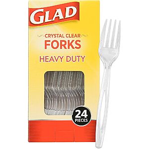 24-Count Glad Crystal Clear Plastic Forks $1.51 w/ S&S + Free Shipping w/ Prime or on orders over $35