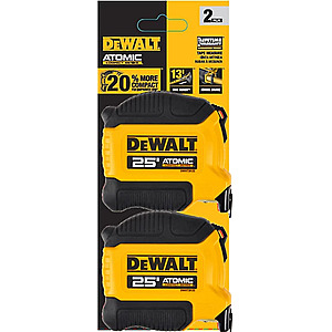 DEWALT Atomic 25 ft. Tape Measure (2 Pack) $19.99