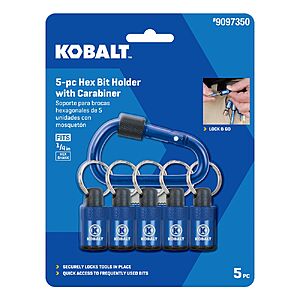 $12.98, Lowe's, Kobalt 5 pc hex bit holder with carabiner
