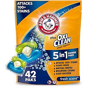 [SnS, AC] $5.07* | 42-Count Arm & Hammer Plus OxiClean 5-in-1 Laundry Detergent Power Paks (Fresh) at Amazon