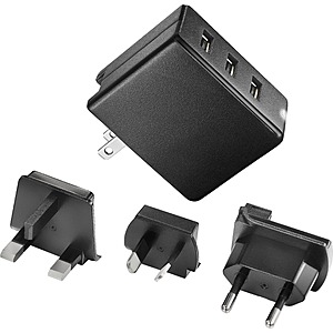 $5.99, FS, Insignia™ - 30W Foldable 3 USB Port Wall Charger with EU/UK/AU rechangeable plugs - Black