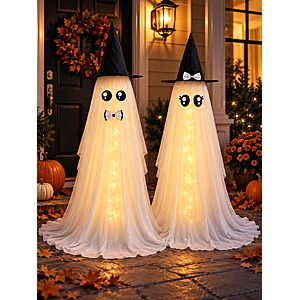 2-Pack 59" HOMELEX Lighted Halloween Bride & Groom Ghost Outdoor Decorations $10.49 + Free Shipping w/ Prime or on $35+