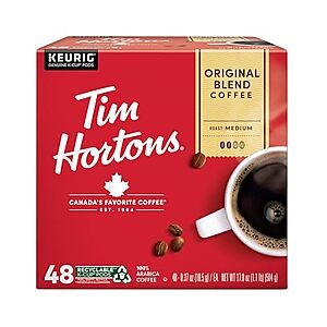 [SnS] $20.94 | 48-Ct Tim Hortons Original Blend Medium Roast Coffee K-Cup Pods at Amazon