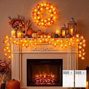 2-Pack 20' Brightown 40-LED Maple Leaf Fall Garland String Lights (Warm White) $4.99 + Free Shipping w/ Prime or on $35+