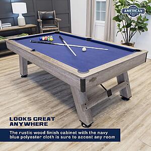 American Legend Brookdale 90” Billiard Table with Rustic Wood Finish and Navy Blue Cloth $741.16
