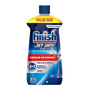 $8.76 or less S&S CLIP Q AMZ Finish Jet-Dry Dishwasher Rinse Aid, Dish Detergent Drying Agent, 32oz