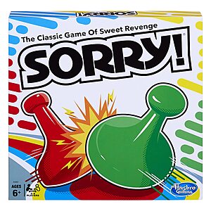 $6.99 AMAZON Sorry! Board Game for Kids Ages 6 and Up; Classic Hasbro Board Game;