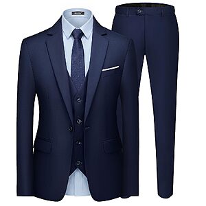 MAGE MALE Men's 3 Pieces Suit One Button Tuxedo Slim Fit Blazer Vest Pants $59.49