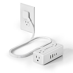3' 1080J Superdanny Surge Protector Power Strip w/ 4 AC Outlets, 2 USB-C & 2 USB-A Ports (White) $9.99 + Free Shipping w/ Prime or on $35+