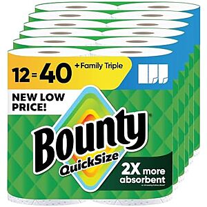 [SnS, AC] $31.99* | 12-Pack 141-Sheets Bounty Quick-Size Paper Towels Family Triple Rolls at Amazon ($2.67 each)