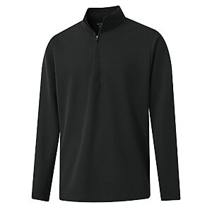 Rouen Mens Quarter Zip Pullover Performance Golf Long Sleeve Half Zip Pullover Sweatshirts, Black $14.96 AC