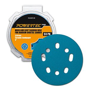$15.99: POWERTEC PRO 5-Inch Sanding Discs, 220 Grit, 50 Pack (45322C-50)