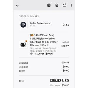 Sunlu 50 bucks off engineering filament
