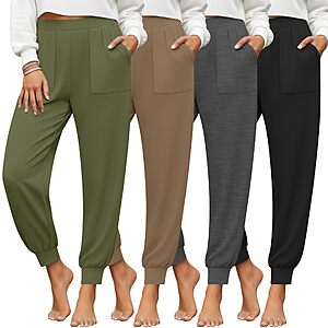 Yearntown 4 Pack Women's Joggers Lounge Yoga Pants with Pockets 4Color $23.99