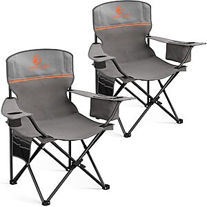 [Lightning Deal ] ALPHA CAMP 2-Pack Folding Camping Chair with Cooler Bag & Lumbar Support $50.99