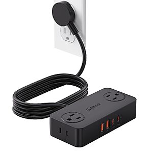 5' Orico 8-in-1 Power Strip w/ 4 AC Outlets, 2 USB-C & 2 USB-A (Blk, Wht, Purple or Blue) $8.39 + Free Shipping w/ Prime or on $35+