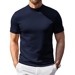 COOFANDY Men's Short Sleeve Mock Neck Sweater Casual Slim Fit Basic Tops $14.98