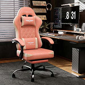 LaoGeoRon Gaming Chair with Footrest (Pink),$79.99 + Free Shipping at Walmart