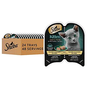 Select Accounts: 24-Count 2.6-Oz Sheba Perfect Portions Kitten Wet Cat Food (Chicken Pate) $9.29 w/ S&S + Free Shipping w/ Prime or on $35+