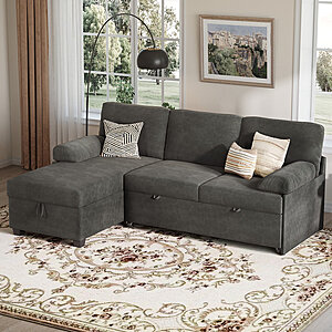 80" Corduroy Upholstered Sleeper Sofa with Storage Chaise & Pull-Out Bed $469.99