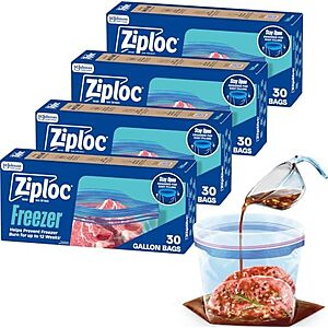[SnS] $13.82* | 4-Pk 30-Ct Ziploc Gallon Freezer Bags at Amazon