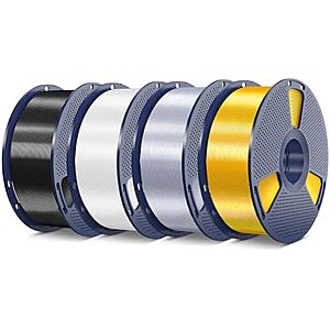 $41.50* | 4-Pk Sunlu Shiny Silk PLA+ 1kg Spool 3D Printer Filament Bundle at Amazon