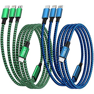 2-Pack 4' IDISON 3-in-1 USB-C Multi Charging Cable w/ Type-C, Micro USB & Lightning $3.99 + Free Shipping w/ Prime or on $35+
