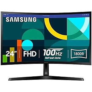 $99.99* | Samsung 24" Essential S3 (S36GD) 1920x1080 FHD 1800R Curved 100Hz LED Monitor at Amazon