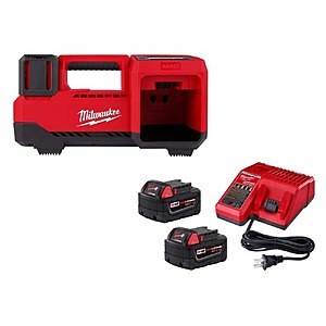 Milwaukee M18 18-Volt Lithium-Ion Cordless Inflator with (2) 5.0Ah Batteries and Charger $199