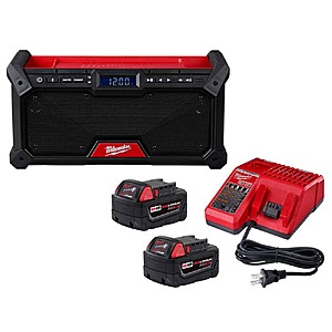 Milwaukee M18 Bluetooth Jobsite Radio with Two 5Ah Batteries and Charger $199