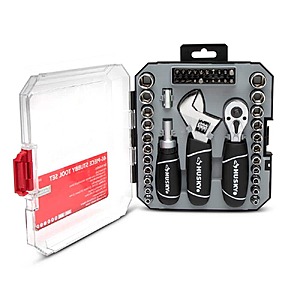 Husky 46-Piece 1/4 in. and 3/8 in. Drive Stubby Ratchet and Socket Set $19.97