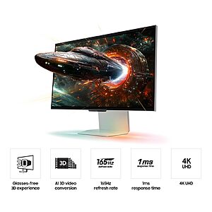 Samsung 27" Odyssey 3D (G90XF) Series 4K Gaming Monitor | 165Hz, 1ms Response Time, AMD FreeSync Premium, Glasses-Free, Ergonomic Stand (LS27FG900XNXZA) $999.99