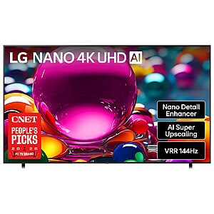 LG 98 inch Class LG NANO 4K UHD AI NU85 4K Smart TV 2026 | Nano Detail Enhancer, AI Super Upscaling, a8 AI Processor, VRR 144Hz $1399.99