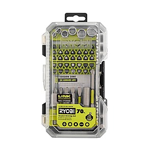 $14.97, FS, RYOBI Impact Rated Driving Set (70-Piece), Home Depot