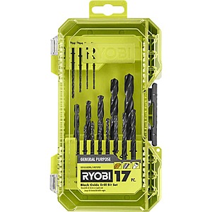 $8.97: RYOBI Black Oxide Drill Bit Set (17-Pieces) at HomeDepot
