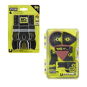 $39.97: RYOBI 4-Piece Wood Oscillating Blade Set + 16-Piece Blade Accessory Set at HomeDepot