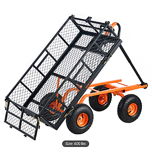 VEVOR Garden Cart, Sturdy Metal Wagon Dump Cart, Dual-Function Handle, with 400 lbs Load Capacity, Equipped with 10" Wheels $85
