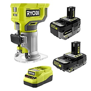 $99: RYOBI ONE+ 18V Lithium Starter Kit w/ (1) 2.0 Ah Battery, (1) 4.0 Ah Battery & Charger w/ ONE+ 18V Compact Router at HomeDepot
