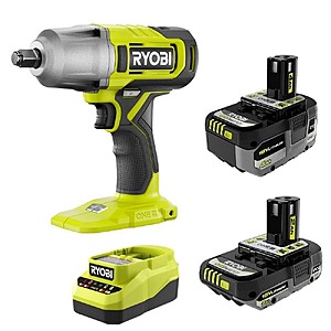 $99: RYOBI ONE+ 18V Lithium Starter Kit w/ (1) 2.0 Ah Battery, (1) 4.0 Ah Battery & Charger w/ ONE+ 18V 1/2 in. Impact Wrench