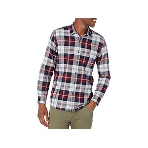 $6.18 to $6.53 Amazon Essentials Men's Slim-Fit Flannel Shirt (Burgundy Grey Plaid in S and L only)