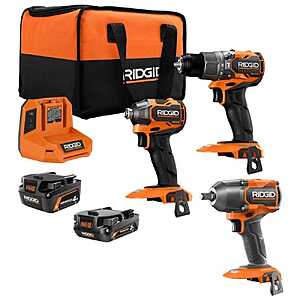 $249: RIDGID 18V NUKE SubCompact Brushless 2-Tool Combo Kit w/ (2) MAX Batteries, & Charger w/ 18V 1/2 in. Mid-Torque Impact Wrench