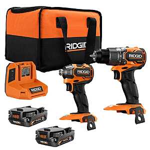 RIDGID 18V NUKE SubCompact Brushless Cordless 2-Tool Combo Kit with Drill/Driver, Impact Driver, (2) Batteries & Charger $149