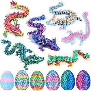 6-Pack 3D Printed Mini Mystery Crystal Dragon Egg w/ Dragon Fidget Toy  $6.49 + Free Shipping w/ Prime or on $35+