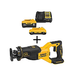 $199: DEWALT 20V MAX XR Cordless Brushless Reciprocating Saw with 6.0 Ah and 4.0 Ah Starter Kit at HomeDepot