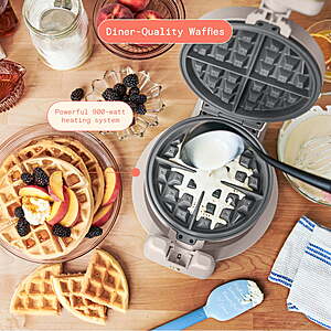 $20 WALMART Beautiful Rotating Belgian Waffle Maker, Porcini Taupe by Drew Barrymore
